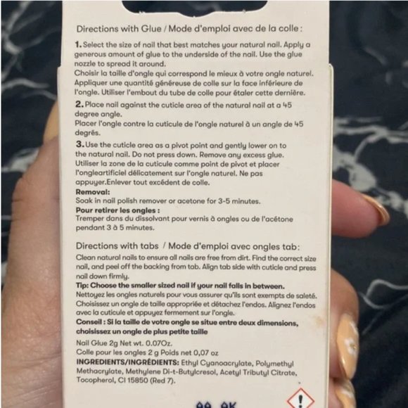 Quo Beauty Artificial press on fake nail with glue pink stripe nwt - Picture 4 of 4